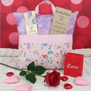 Handmade Purple and Pink Princess Reading Pillow with Bookmark